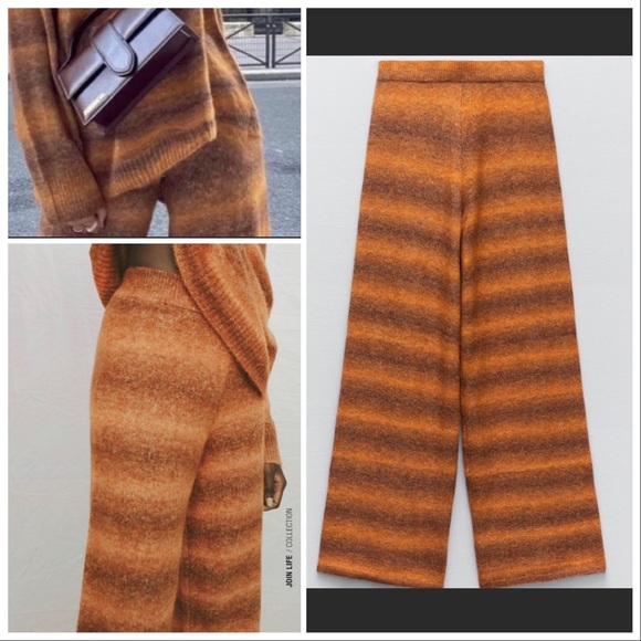 NWT ZARA STRIPED KNIT PANTS - Picture 1 of 9